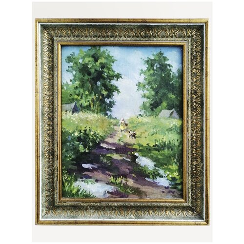 Сельский пейзаж “Гроза Прошла” 24*30 см холст, масло; в красивой раме. | Художник Д. Молостнова