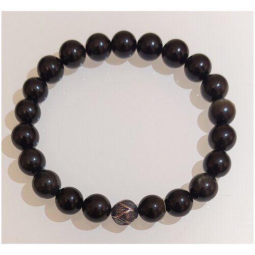 фото Браслет из натурального камня обсидиан радужный (цвет золотой) stel.shu