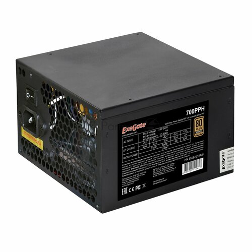 Блок питания 700W ExeGate 80 PLUS Bronze 700PPH ATX APFC SC КПД 89 80 PLUS Bronze 12cm fan 5082₽