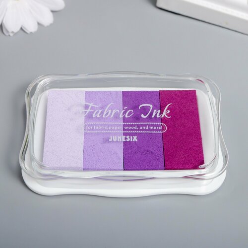 Штемпельная подушка для текстиля Фиолетово-сиреневая палитра 4 цвета 1,9х6,7х10 см