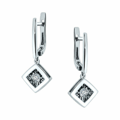 Серьги Костромской Алмазный Дом, белое золото, 585 проба, бриллиант, белый, золотой