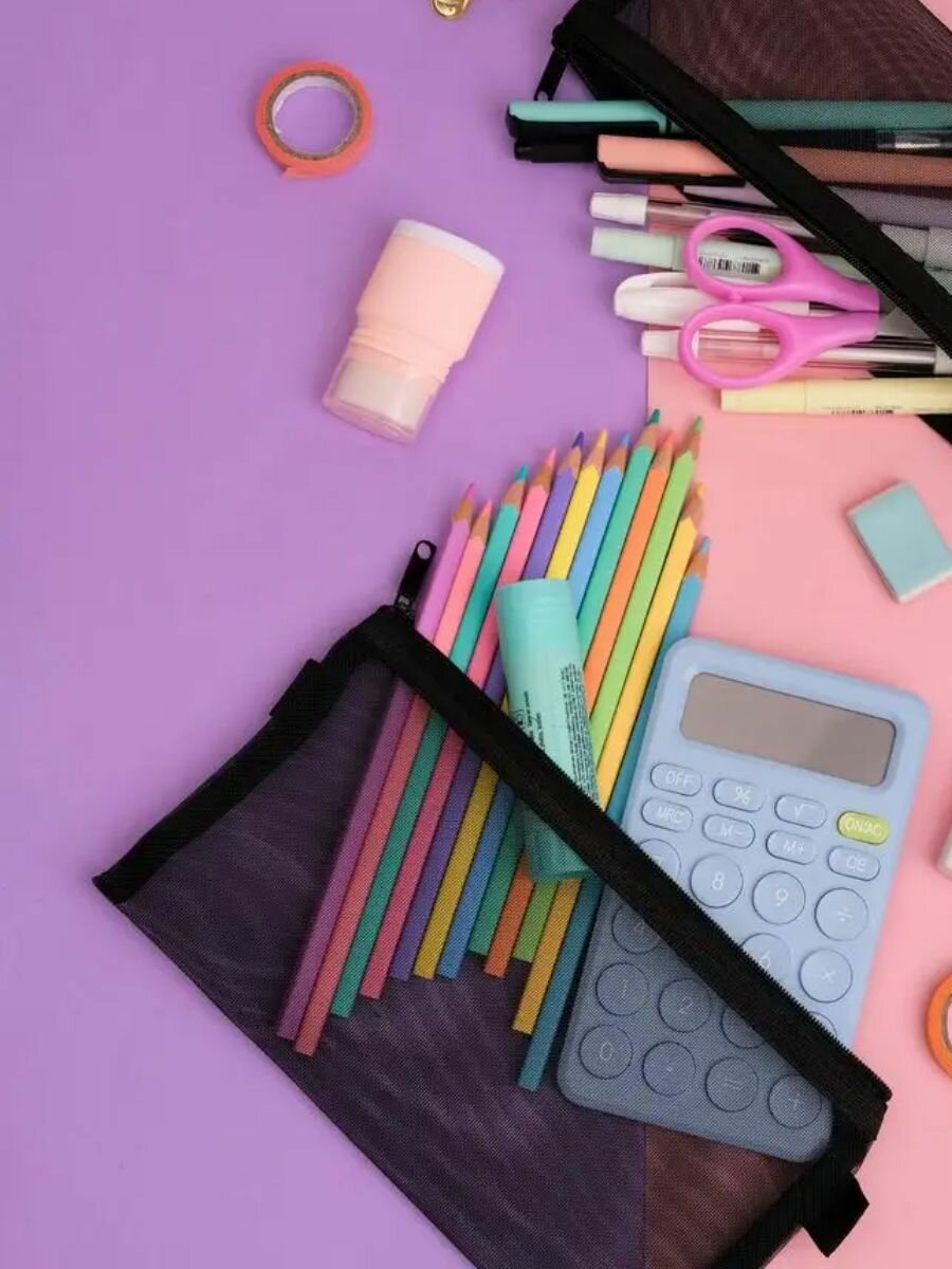 Пенал косметичка сетчатый прозрачный универсальный на молнии, серый — фото 1