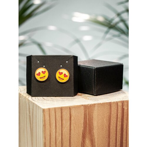 Серьги каффы  Смайлики, размер 10 мм, оранжевый, желтый