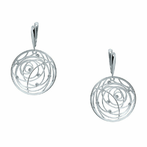 Серьги АЛЬФА-КАРАТ, серебро, 925 проба, родирование, золотой