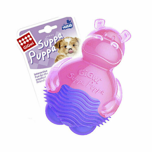 GiGwi игрушка для собак Бегемотик с пищалкой, розовый. 9 см, 2 шт.