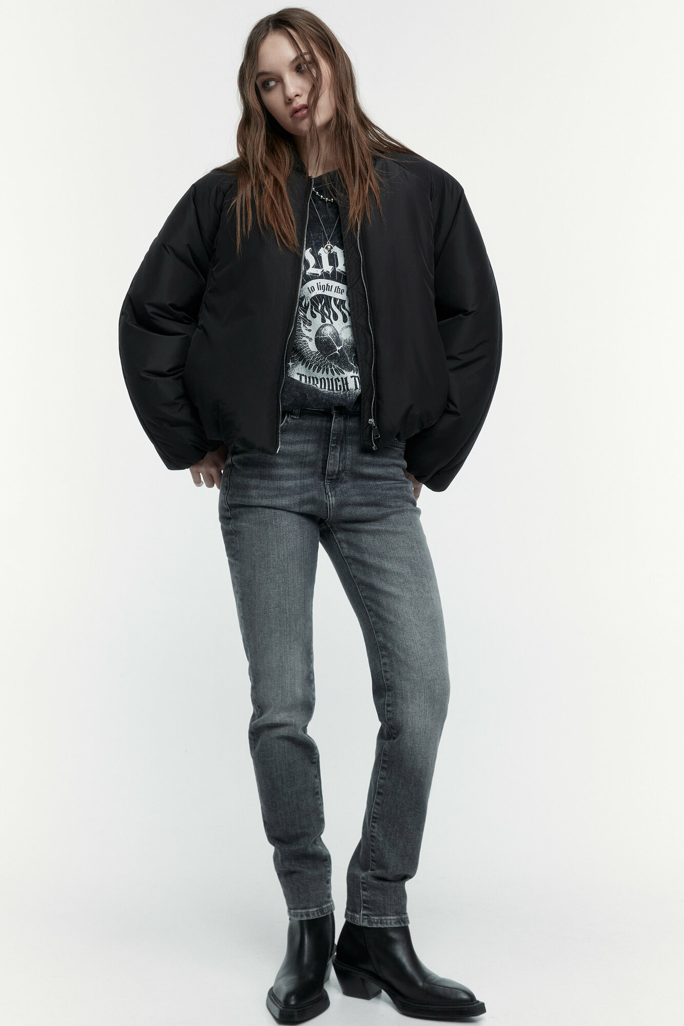 Куртка женская Befree Куртка-бомбер oversize укороченная 2411601435-50-L черный размер L