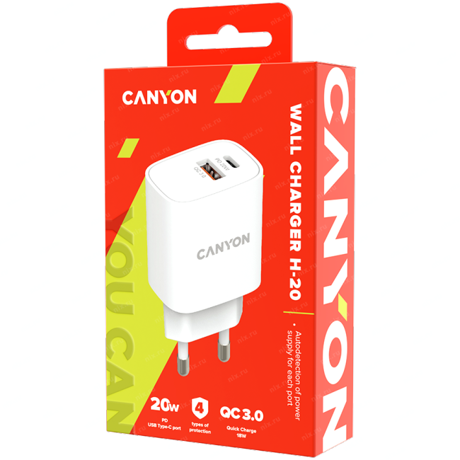 Зарядное устройство сетевое Canyon CNE-CHA20W04 USB-A/C, белый - фото №12