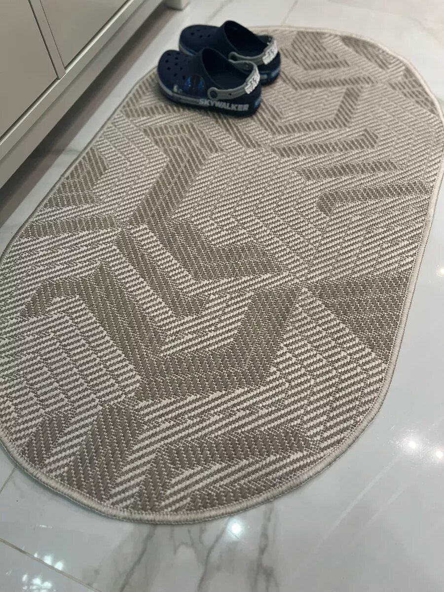 Коврик придверный Natali's Carpet овальный 60x100см бежевый безворсовый