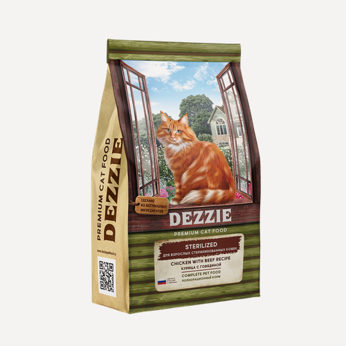 Изображение товара Dezzie Sterilized Cat сухой корм для взрослых стерилизованных кошек с курицей и говядиной - 2 кг