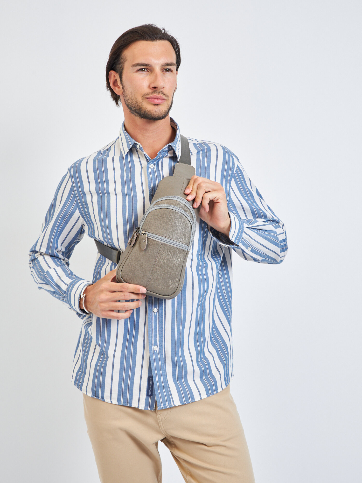 Сумка кросс-боди A-Store, фактура зернистая, серый — фото 1