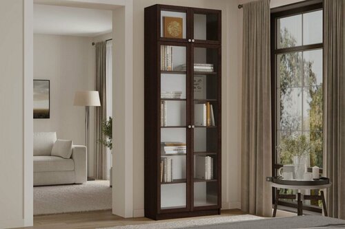 Изображение товара Библиотека Билли-20 Хит с антресолью Венге Цаво для документов для книг для обуви для одежды для посуды двухдверный 90*240*30