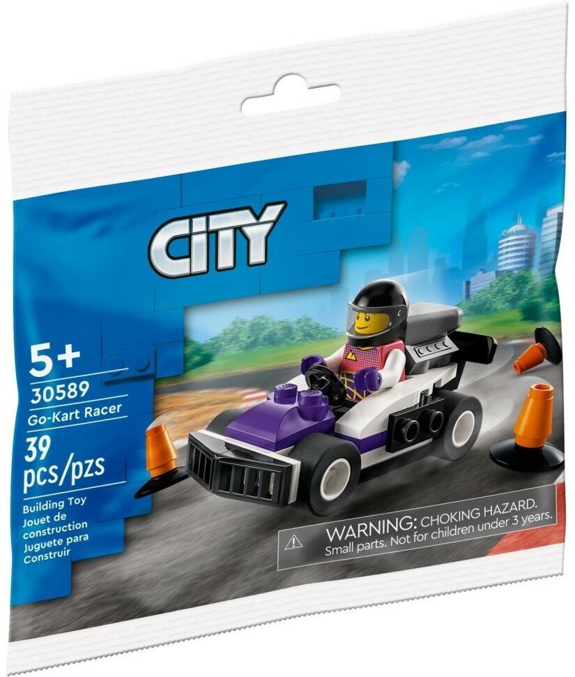 Конструктор LEGO Polybag City 30589 Гонщик на картинге, 39 деталей