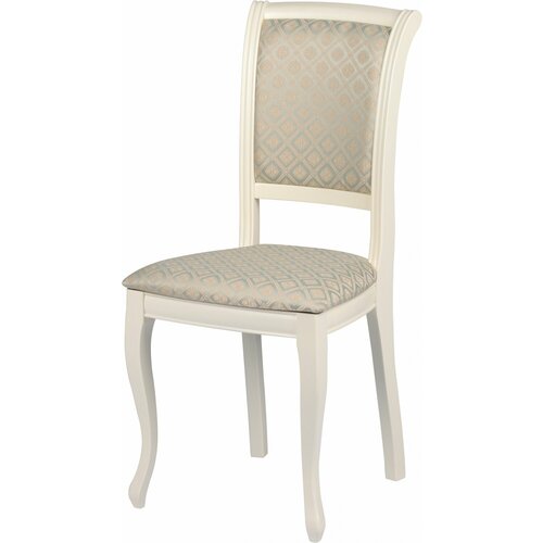 Стул деревянный из массива бука Арктос Слоновая кость/Бирюзовый жаккард