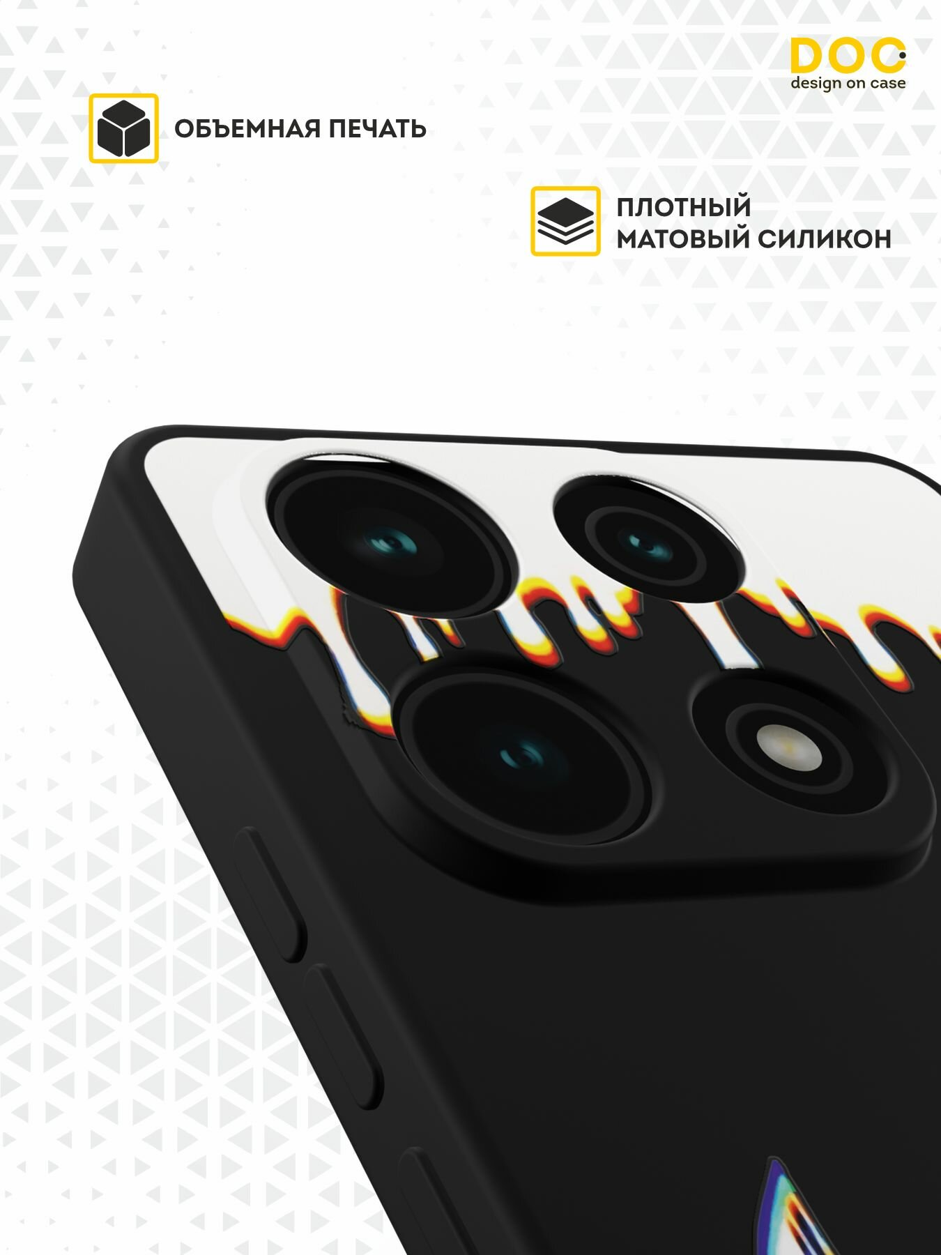 Силиконовый чехол DesignOnCase на Redmi Note 13 (4G), защита камеры, черный, с принтом Черно-белый найк — фото 1