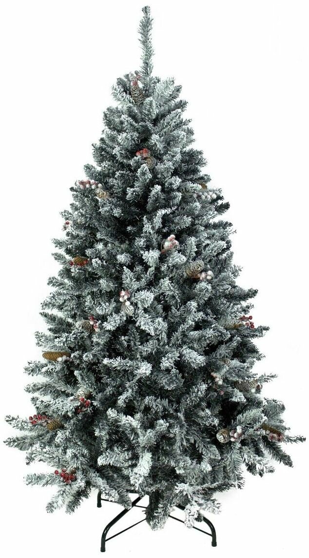 Искусственная ель новогодняя Beatrees Snow Princess заснеженная с шишками и ягодами 180 см