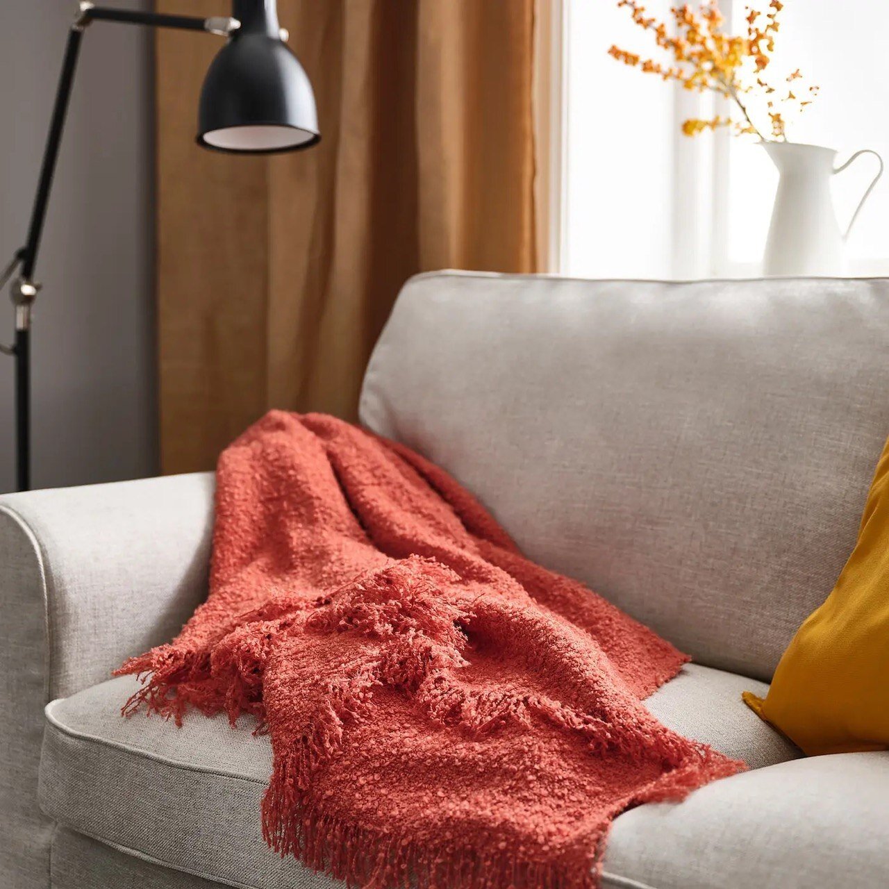 Сандбродд (IKEA SANDBRODD) плед оранжево-красный 130x170см — фото 1