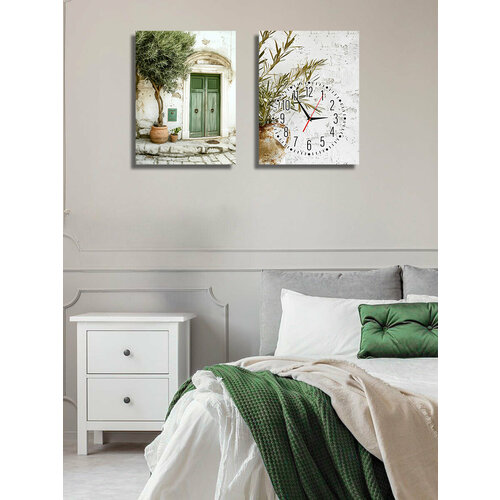 Картины - часы настенные на холсте LOFTime 2 шт Оливки Ч-644-3040