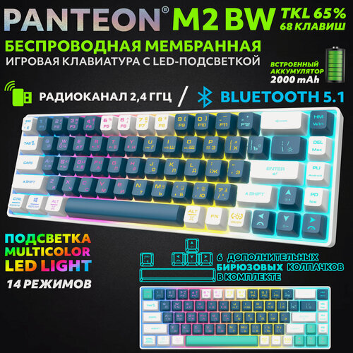 Изображение товара Игровая клавиатура PANTEON M2 Blue-White , 65%, TKL, LED-подсветка, беспроводная (153)