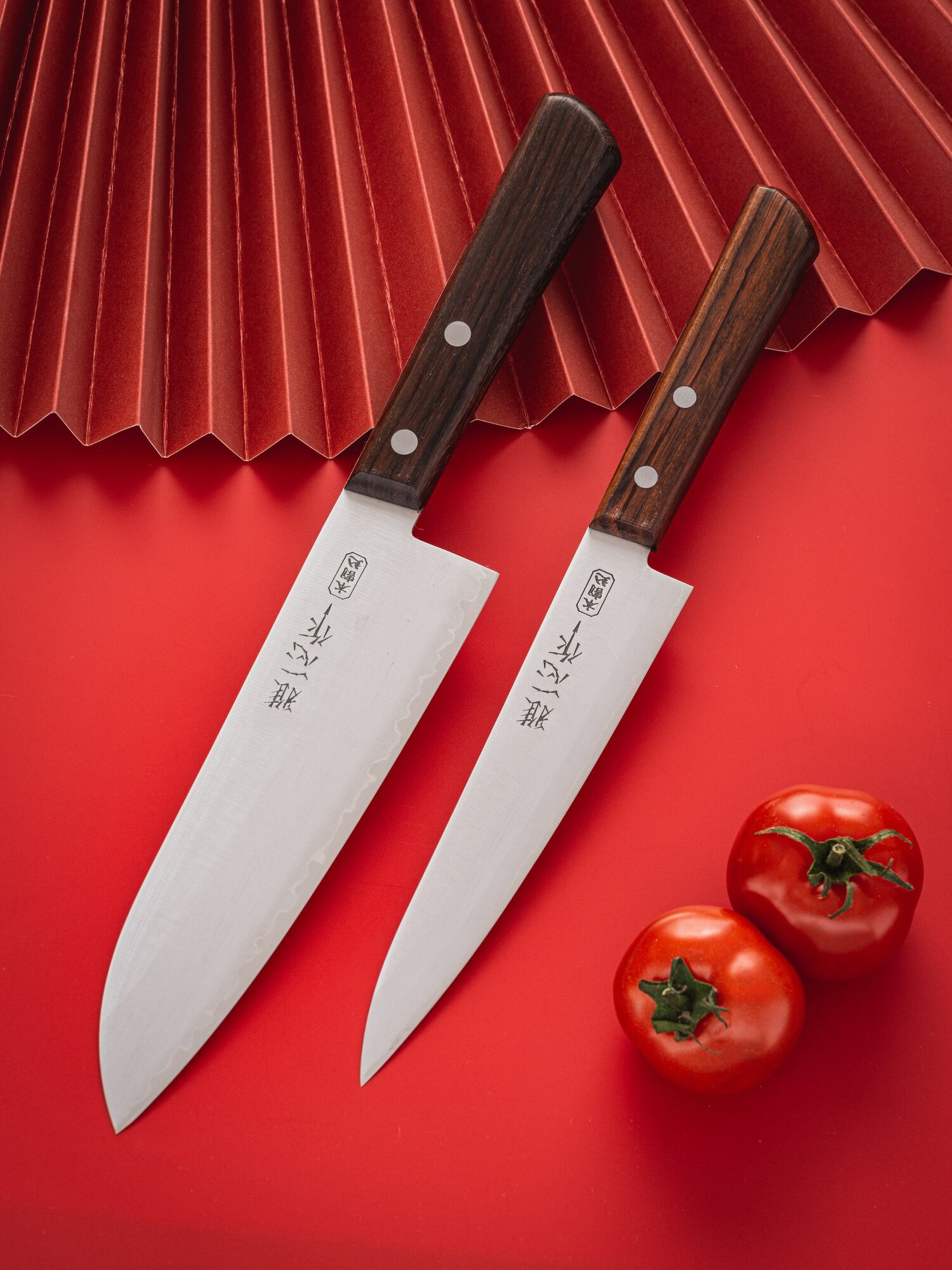 Набор японских кухонных ножей Kanetsugu сталь AUS8/SUS410 рукоять розовое дерево