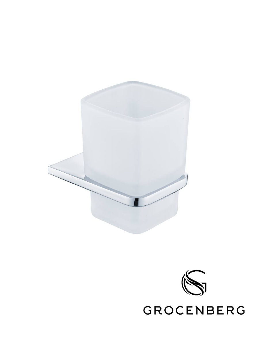 Стакан для зубных щеток Grocenberg латунь/стекло настенный хром