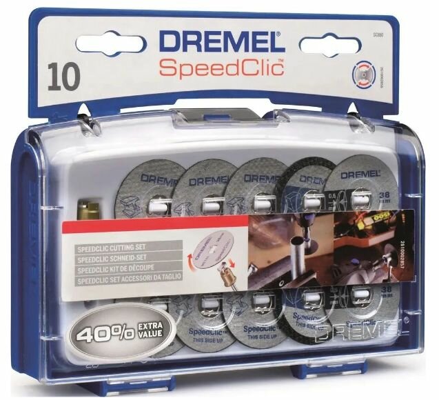 Набор для резки EZ SPEEDCLIC DREMEL SC690 10 отрезных дисков по металлу и пластику + держатель -hz
