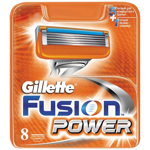Сменные кассеты для бритья 8 шт, GILLETTE (Жиллет) Fusion Power, для мужчин, GIL-81372247, 1 шт. сменные кассеты 2шт gillette fusion power 2 шт
