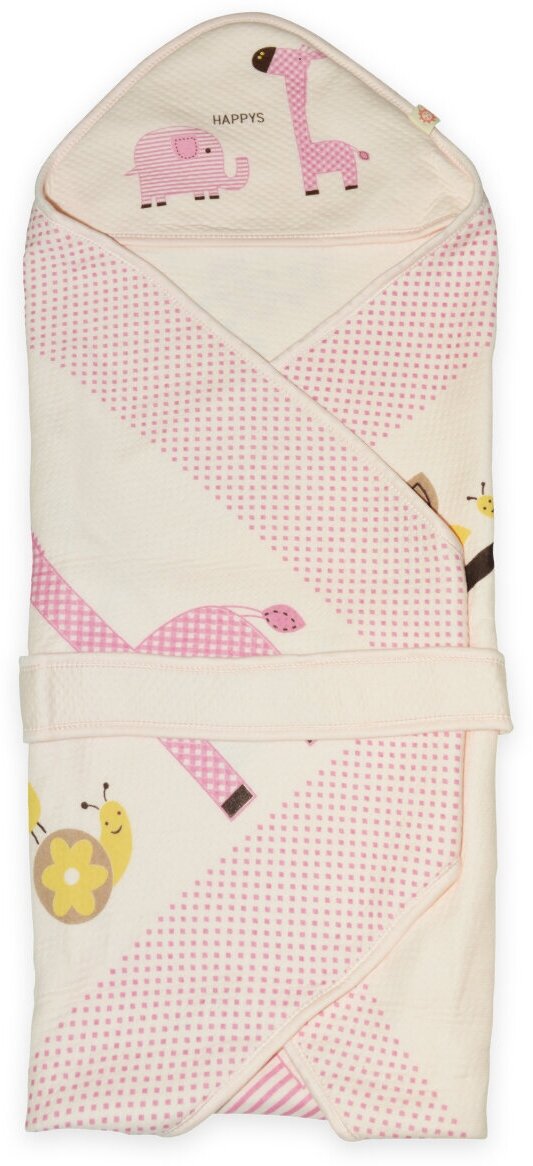Одеяло-конверт для новорожденного Слоник и жираф, летнее, розовое, 85х85 см