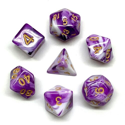 Ork's Workshop Кубики ДнД (7 шт) / Дайсы для DnD / Dungeons & Dragons / RPG / фиолетовый гранит yernea 7pcs set high quality multiaspect dice multi color transparent acrylic dice d4 d6 d8 d10 d10% d12 d20 rpg dice