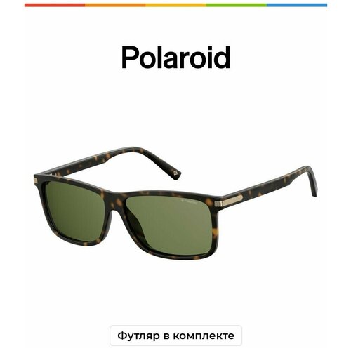 фото Солнцезащитные очки polaroid, прямоугольные, поляризационные, для мужчин, коричневый