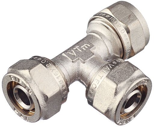Тройник VALTEC (VTm.331. N.161616) 16 обж(ц) х 16 обж(ц) х 16 обж(ц)