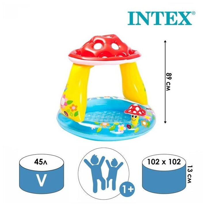 INTEX Бассейн надувной «Гриб», 102 х 89 см, от 1-3 лет, 57114NP INTEX