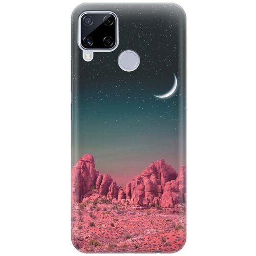 фото Cиликоновый чехол на realme c15 / рилми с15 с принтом "месяц над розовыми горами" gosso
