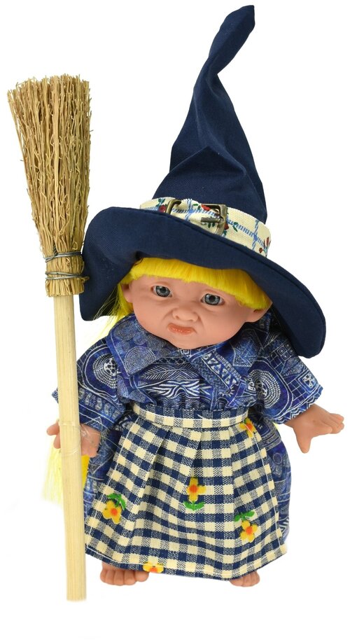 Кукла Lamagik Ведьмочка с желтыми волосами в синей шляпе, 18 см, 138U голубой