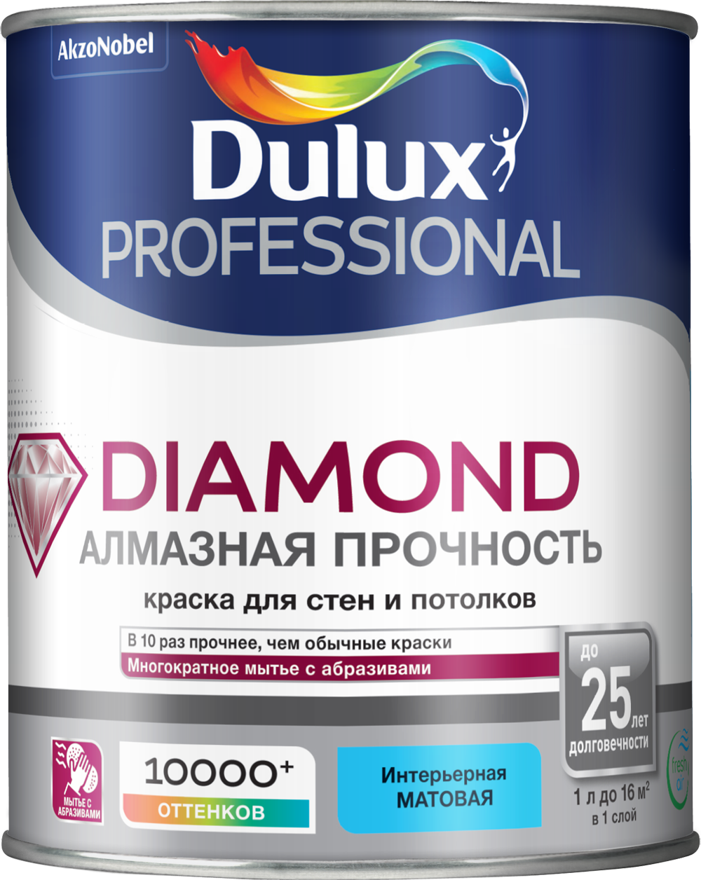 Краска для стен Diamond Matt Dulux 1 л База BW (белый) матовая