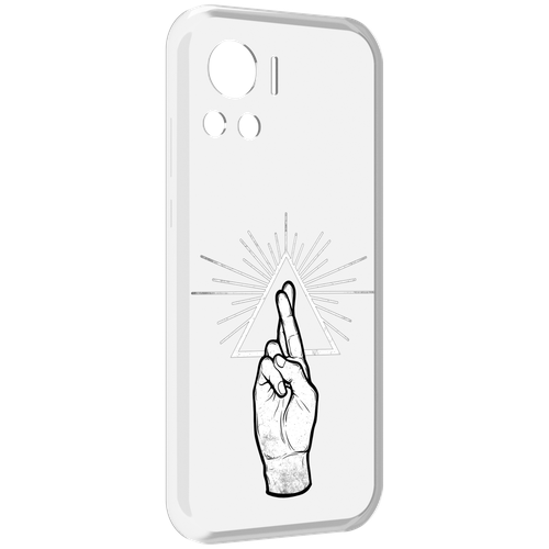 Чехол MyPads черно белая рука для Motorola Edge 30 Ultra задняя-панель-накладка-бампер
