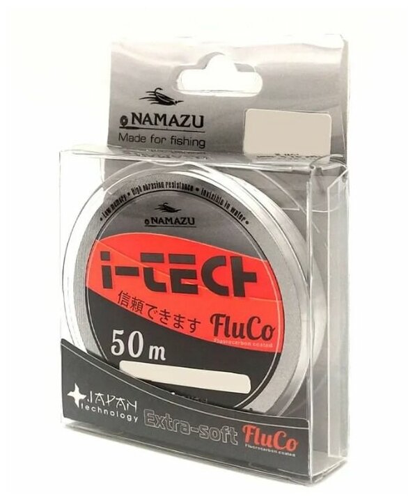 Леска Namazu I-Tech Fluco, длина 50 м, d-0,234 мм, test-4,09 кг, прозрачная 9634425