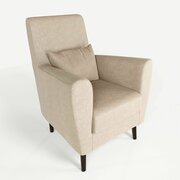 Кресло мягкое Грэйс Бежевая рогожка на высоких ножках с подлокотниками в гостиную, офис, зону ожидания, салон красоты.