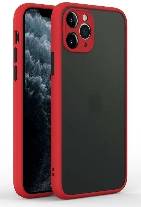 Накладка пластиковая матовая для Apple iPhone 13 Pro Max с силиконовой окантовкой красная