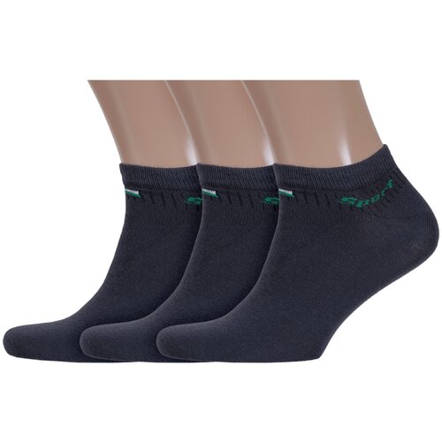 Комплект из 3 пар мужских носков VASILINA графитовые с зеленым, размер 23-25