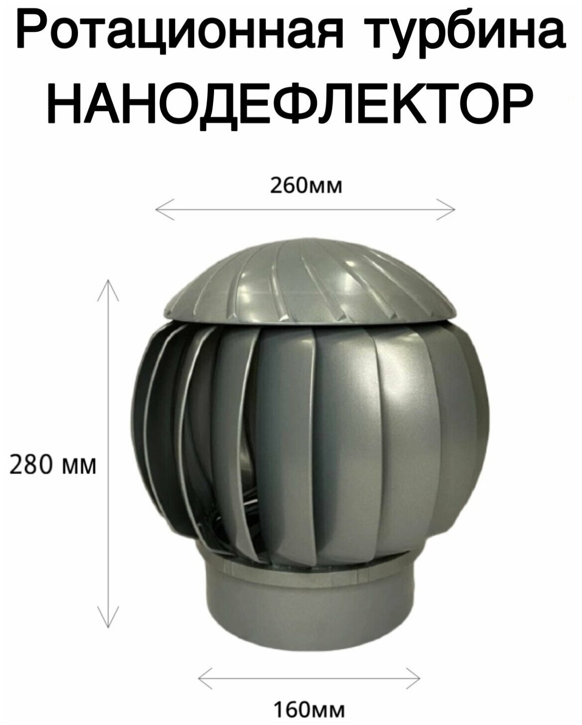 Ротационная вентиляционная турбина Нанодефлектор РВТ D160, серый графит - фотография № 6