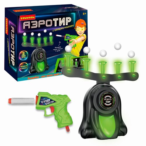 Игровой набор Bondibon Аэро-тир (BB5288), 32 см, зеленый/черный игрушечное оружие bondibon игровой набор аэротир с парящими шариками и зелёной подсветкой