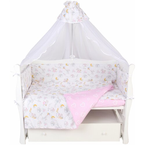 фото Комплект в кроватку 7 предметов (6+4 подушки-бортика на молнии) amarobaby мышата в облаках (поплин)