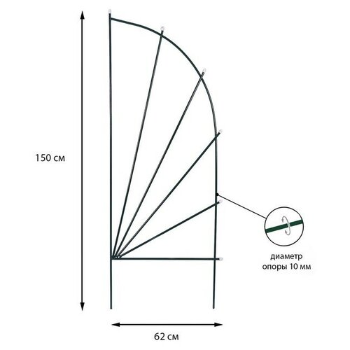 Шпалера, 150 × 62 × 1 см, металл, зелёная, «Парус мини» парус 20 см