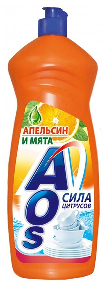 AOS 900мл Жидкость д/посуды "Апельсин и мята"