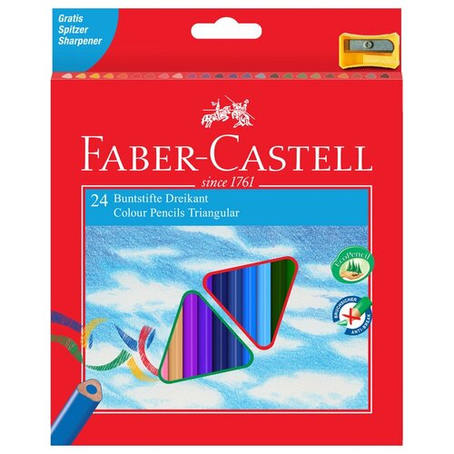 Faber-Castell Карандаши цветные трехгранные c точилкой 24 цвета (120524), 24 шт.