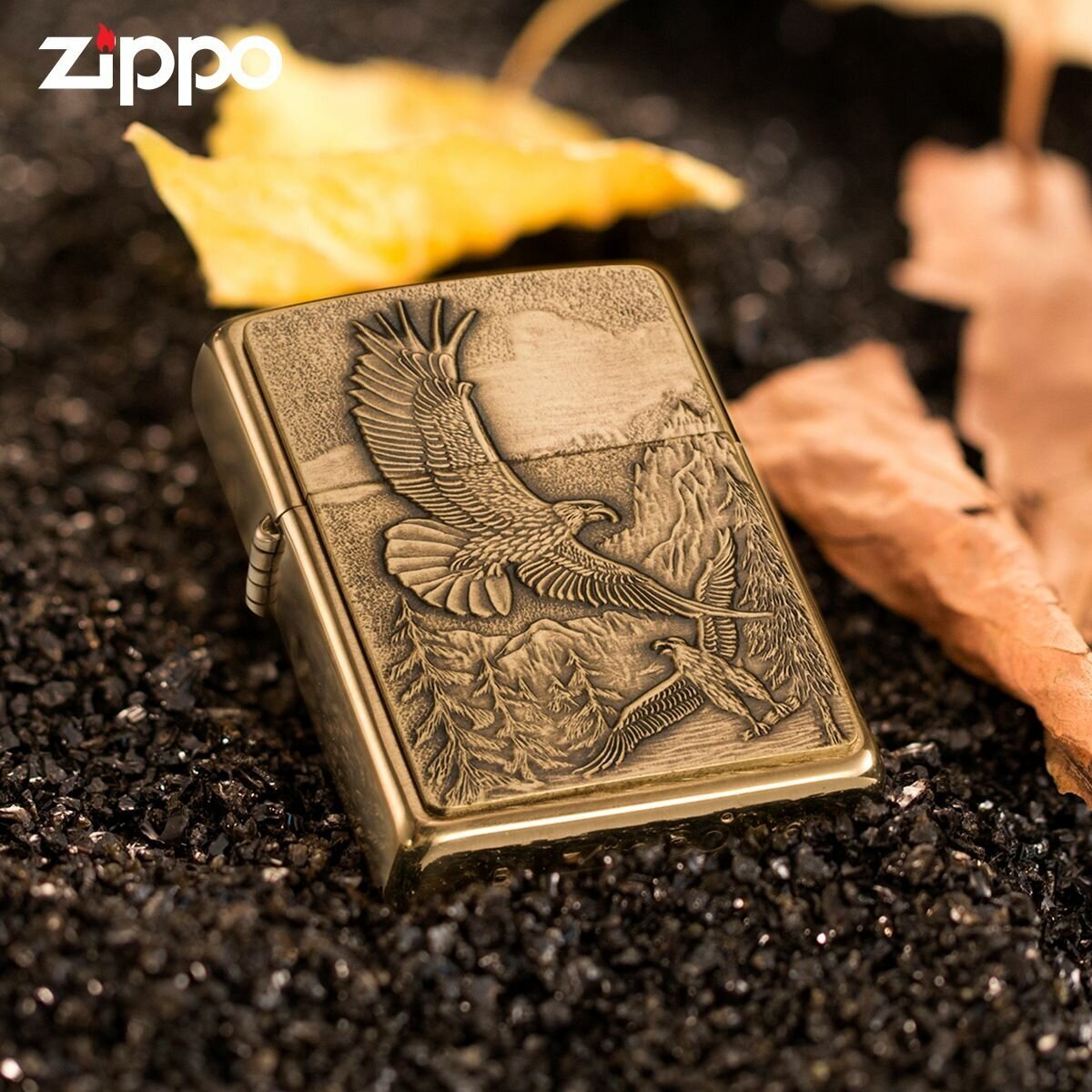 Зажигалка Zippo Eagles латунь/сталь золотистый матовый - фото №12