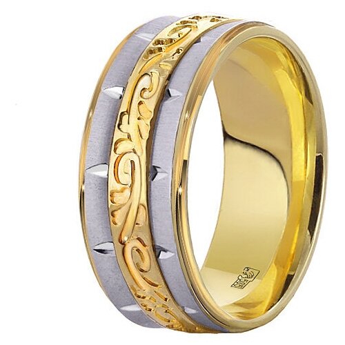 Кольцо обручальное AZADE, комбинированное золото, 585 проба, родирование, размер 20.5