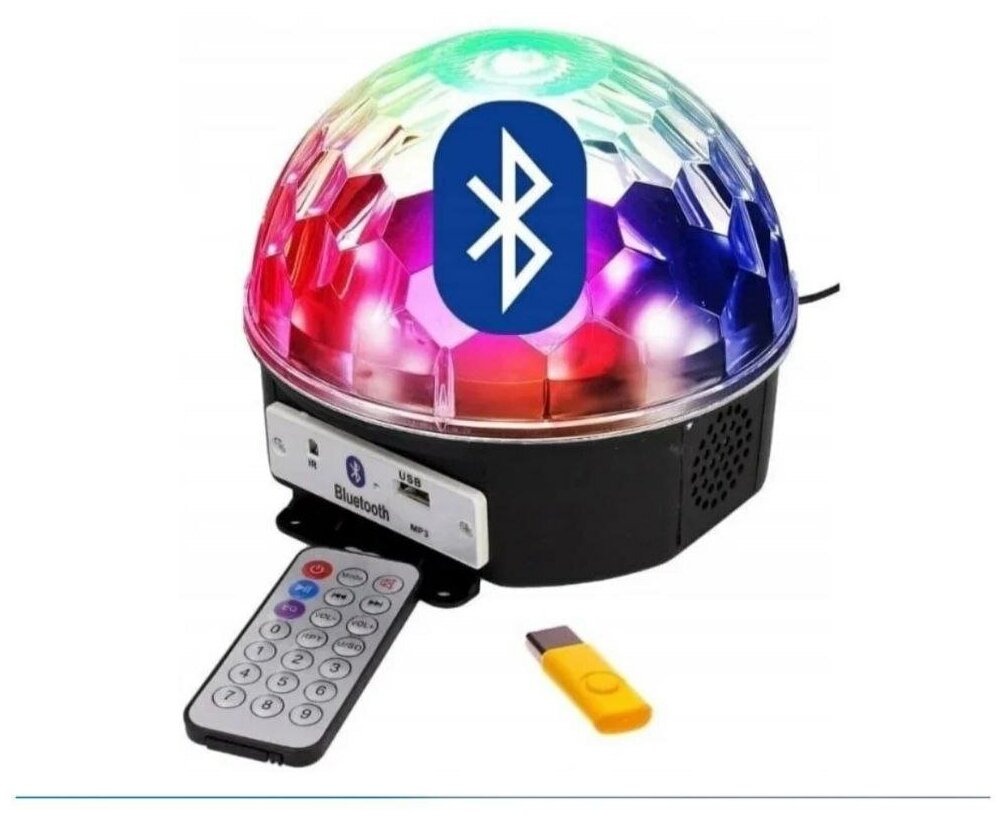 Светодиодный Диско-шар (дискошар) с блютуз, MP3 плеером и пультом. LED RGB Magic Ball Light BlueTooth - фотография № 3