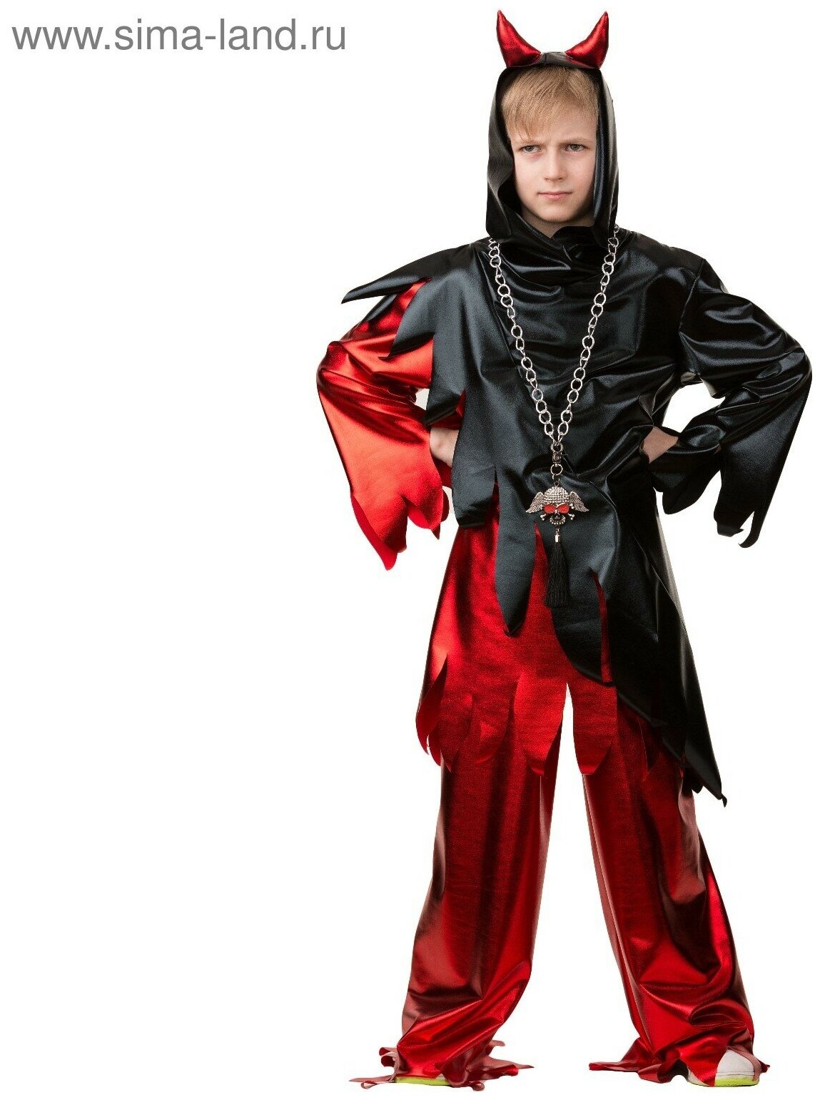 Карнавальный костюм "Демон", куртка, брюки, ободок, р. 34, рост 140 см