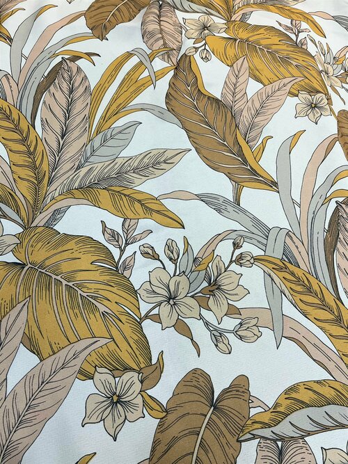 Ткань для штор Тропики 280 см, цвет горчица-беж-серый-коричневый, на отрез от 1 метра